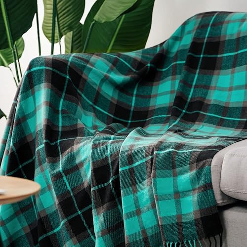 Miniatura 4 de LALIFIT Manta decorativa de cachemira sintética, suave, esponjosa, clásica, a cuadros, con flecos, con borlas, acogedora y ligera para el hogar,