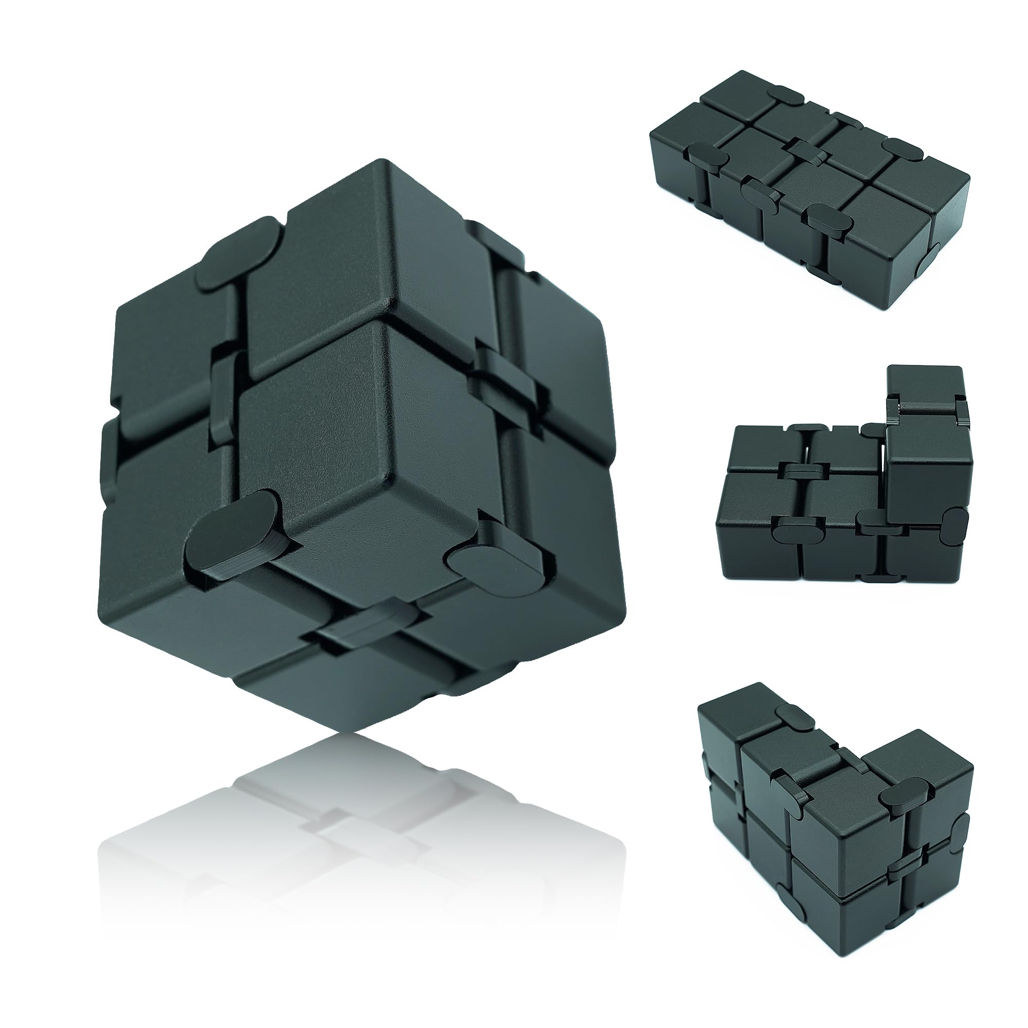 Black Infinity Cube, Fidget Toys Adults, Fidget Toys for Kids 8-12, Teens Fidget Toy for Anxiety, Stocking Stuffers for Adults (Black)