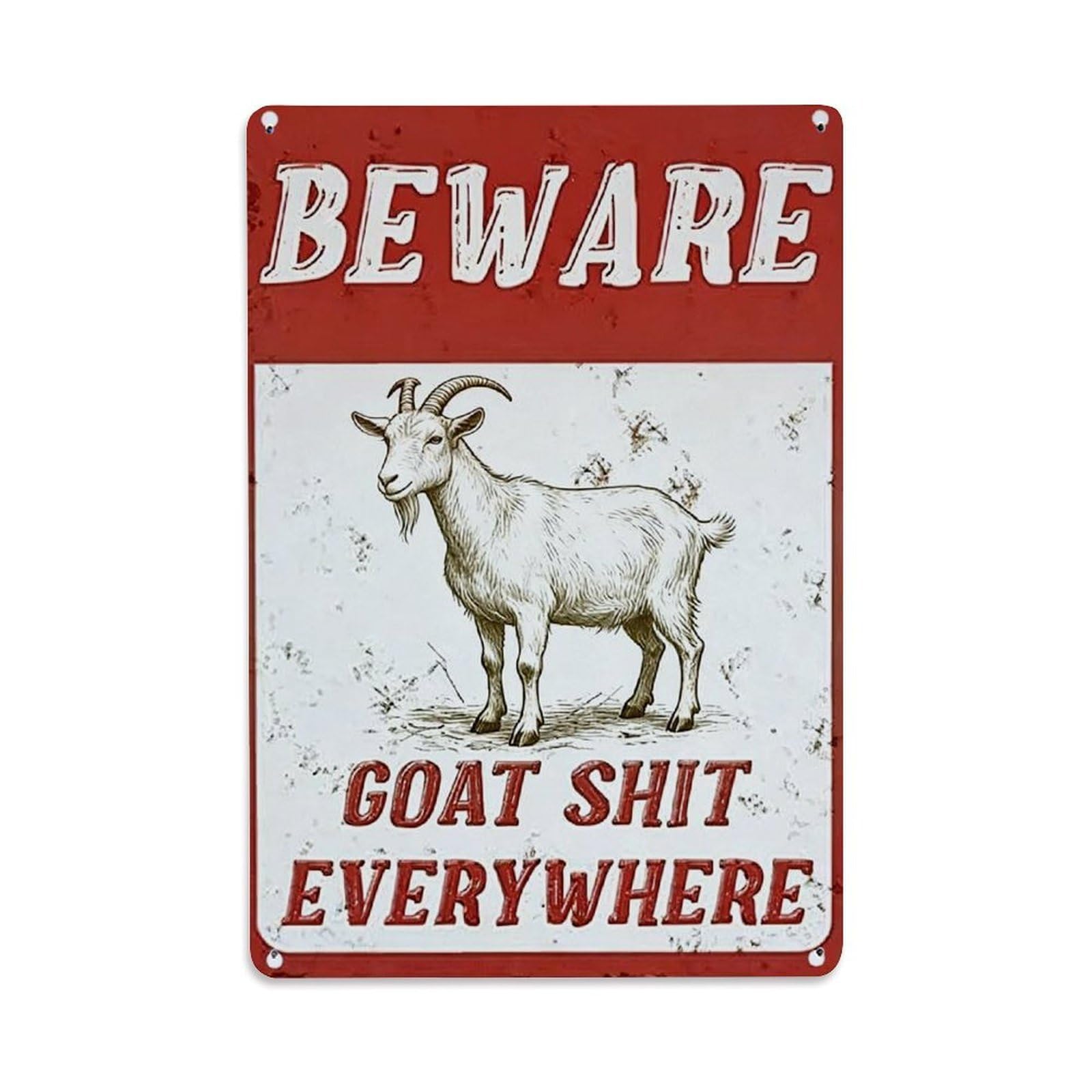 Beware Goat Shit Everywhere Sign Tin Sign Vintage Metal Sign, Living Room,BAR, Home, Bedroom Wall Decor,Retro Metal Poster 8X12 Inches