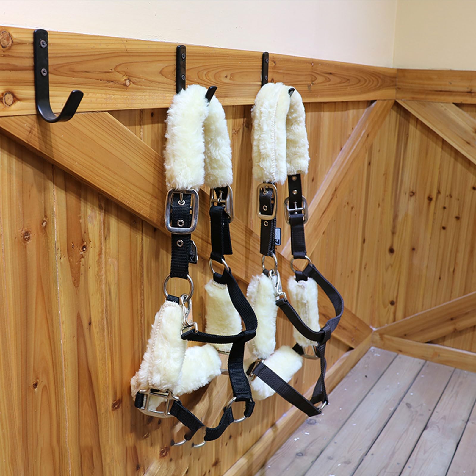 Pferdehalfter,Komfort Halfter Pferd,Fell Halfter unterlegt Halfter,Halfter mit Fleece-Besatz,mit Schnappverschluss,Verdickter Verstellbarer Halfter,für Pferde,Halfter,Pony