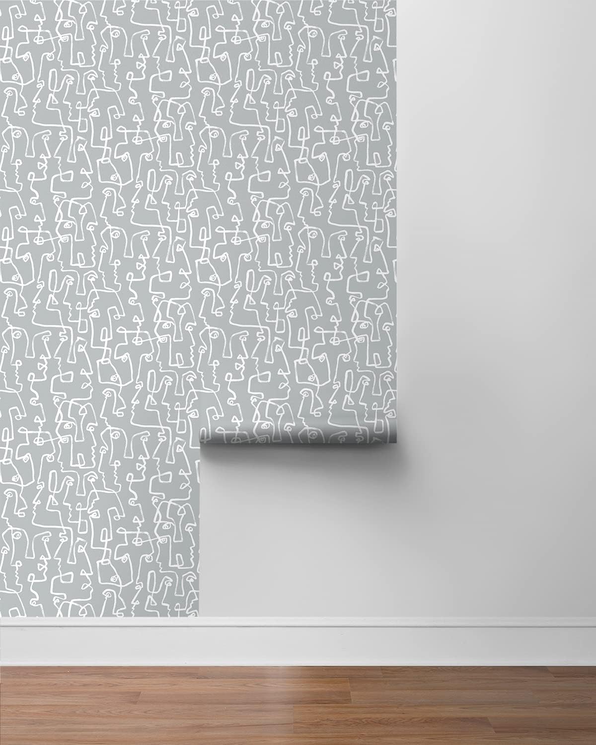 Surface Style Gestures Abstract Character Peel and Stick Wallpaper, (Grey/White)