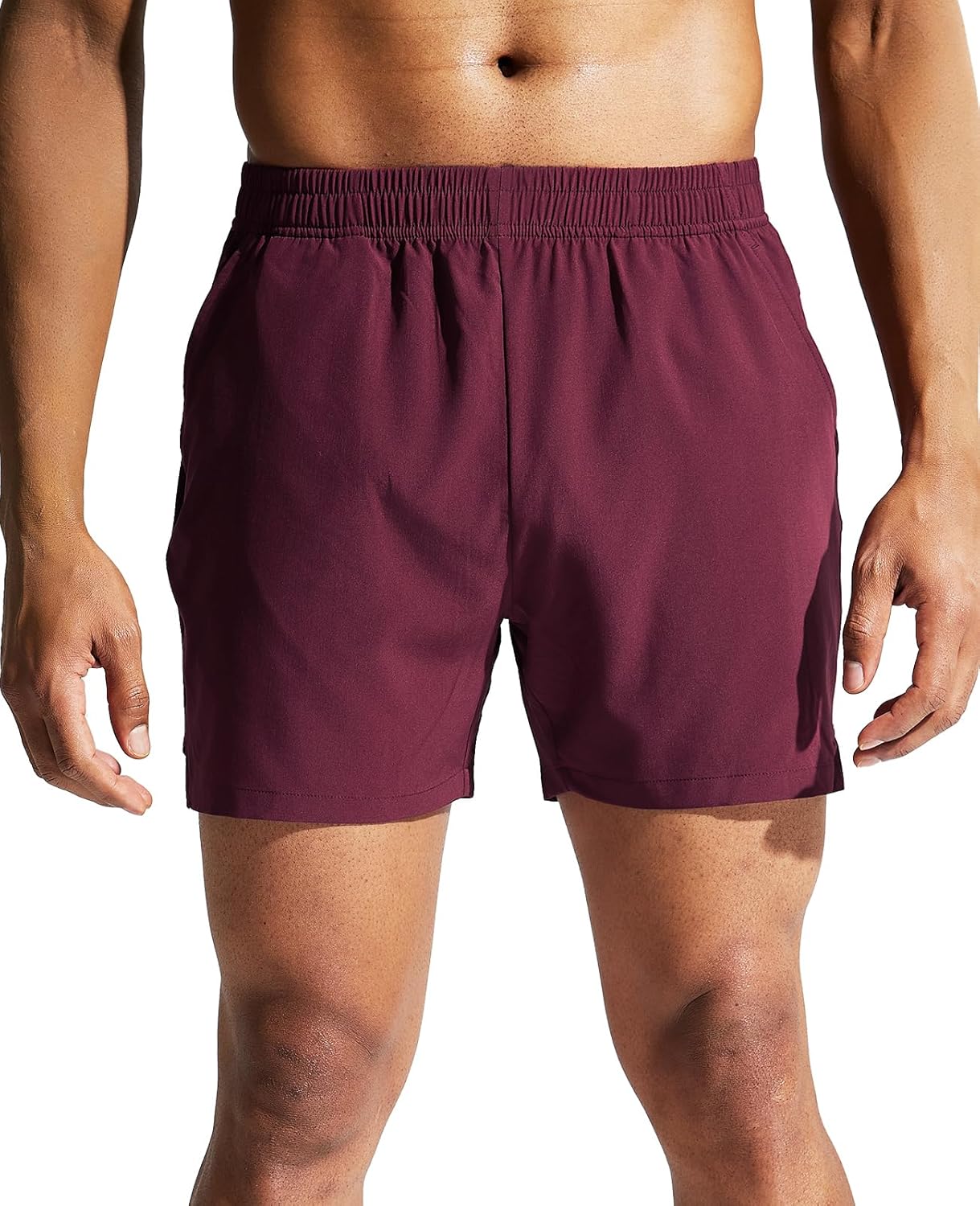 MIER Men's 5 Inch Running Athletic Shorts with Pockets Quick Dry Lightweight Gym Workout Shorts, Elastic Waist