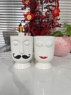 face Flower Pot Head Planter for Succulent Plant, face pots for Plants, Ceramic Small Head Plant Pot,Head Planter Ceramic Lady Face Plant Pots,Unique Flower pots for Home Office