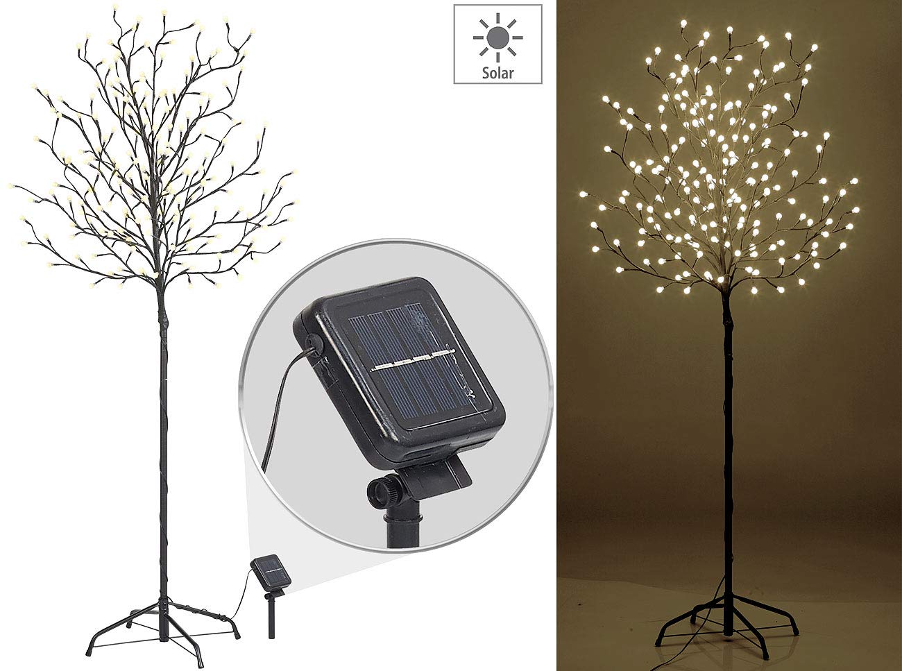Lunartec LED Baum Solar: 2er-Set XL-Solar-LED-Lichterbäume mit je 200 beleuchteten Knospen (Lichter-Baum, LLED, Ostern)