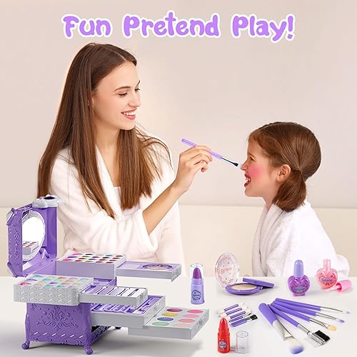 Miniatura 7 de Kit de maquillaje para niñas  Kit de maquillaje lavable para niña, 66 piezas, kit de maquillaje de simulación para niñas pequeñas, juegos de