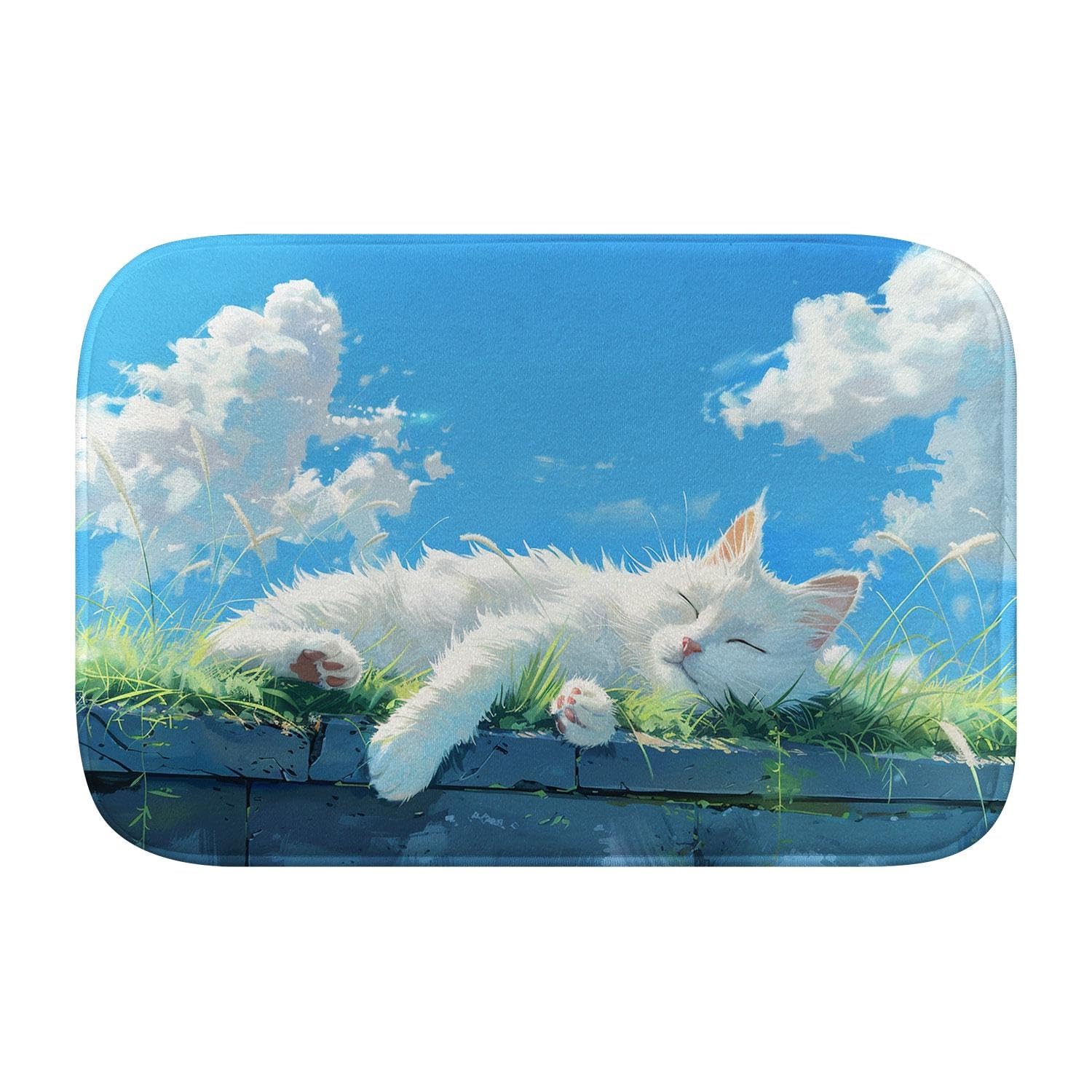 Tapis de bain en mousse à mémoire de forme pour éviter les glissades - Motif chat