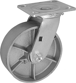 6" x 2" Inch Swivel Caster - Semi-Steel Cast Iron Wheel - 1,200 Lbs Capacity