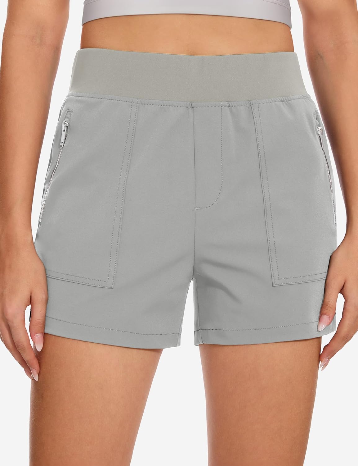 MAGCOMSEN Women's 4" High Waisted Hiking Golf Shorts 4 Pockets Ladies Comfy Summer Outdoor Casual Athletic Shorts