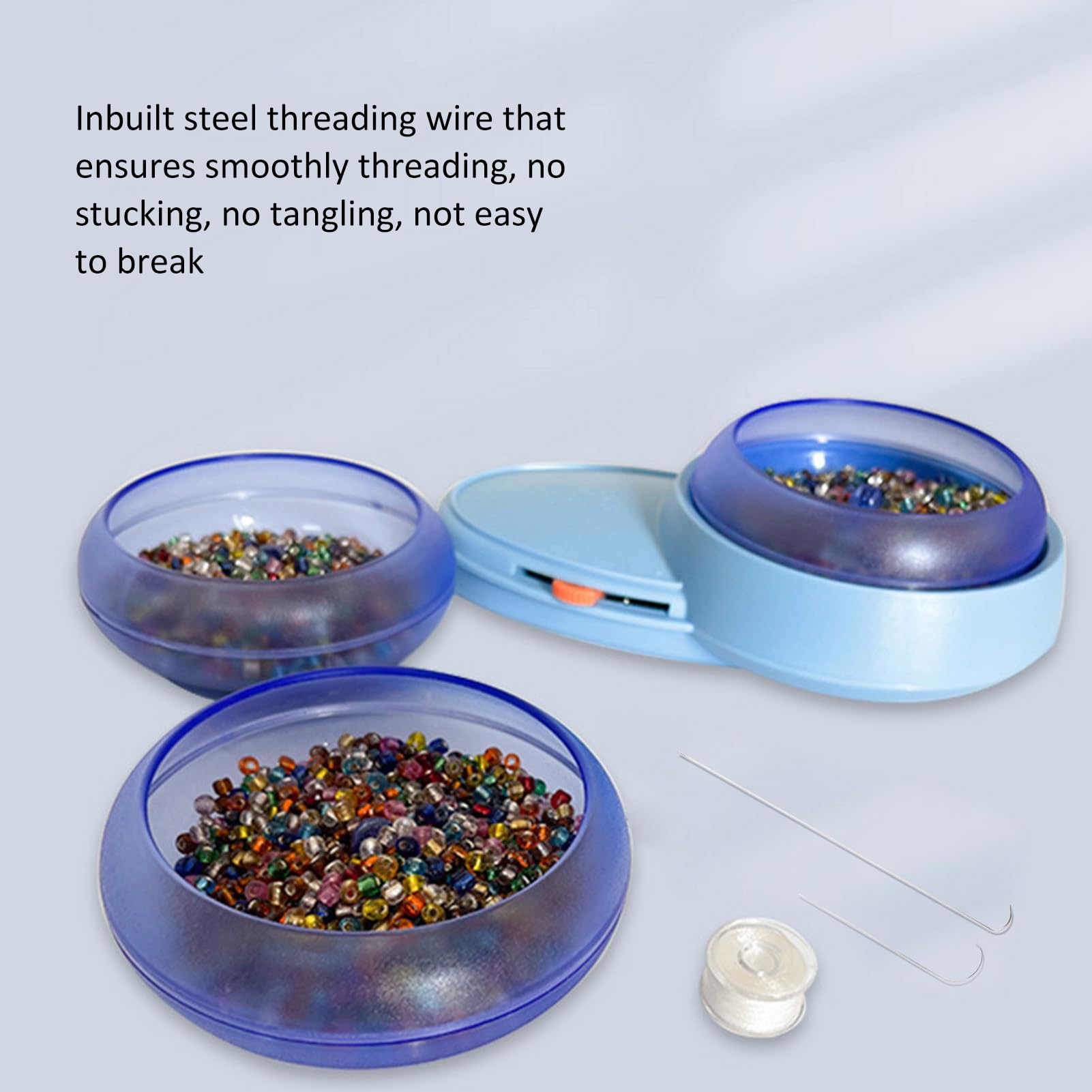 Spinner à Perles, Spin Beading Bowl Loader avec 2 Aiguilles Incurvées à Grand œil, Alimenté par Batterie, Kit de Métier à Tisser pour Bracelets à Bricoler Soi-même, Fabrication de Bijoux