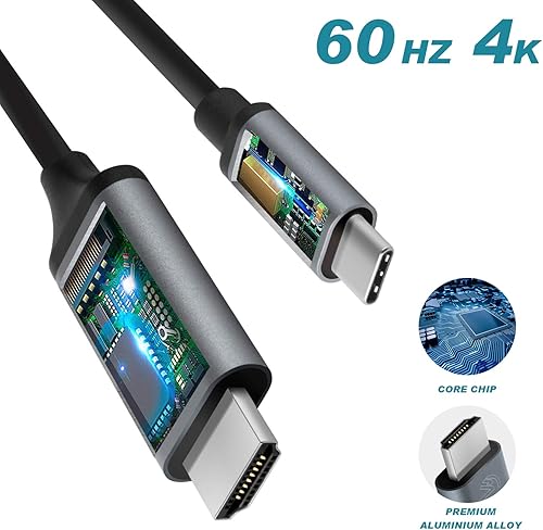 Miniatura 2 de Cable USB C a HDMI para iPhone 15 ProMax 4K, S23 S22 S21 Note 20 a HDMI, cable adaptador USB C a HDMI para Samsung Galaxy, MacBook ProAir, iMac,