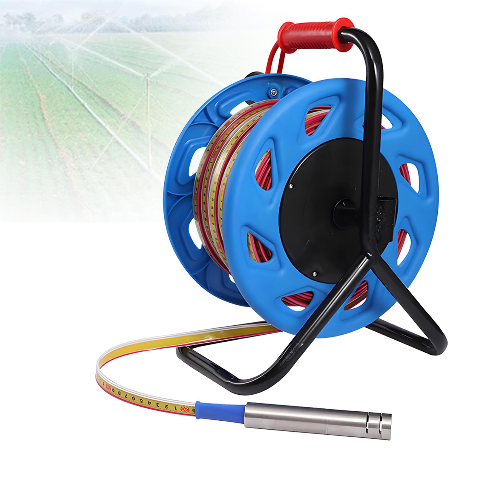 YNIYUJKL Water Level Meter, 100M Portable Groundwater Indicator Well Gauge With Fixed Probe And Steel Tape,150m