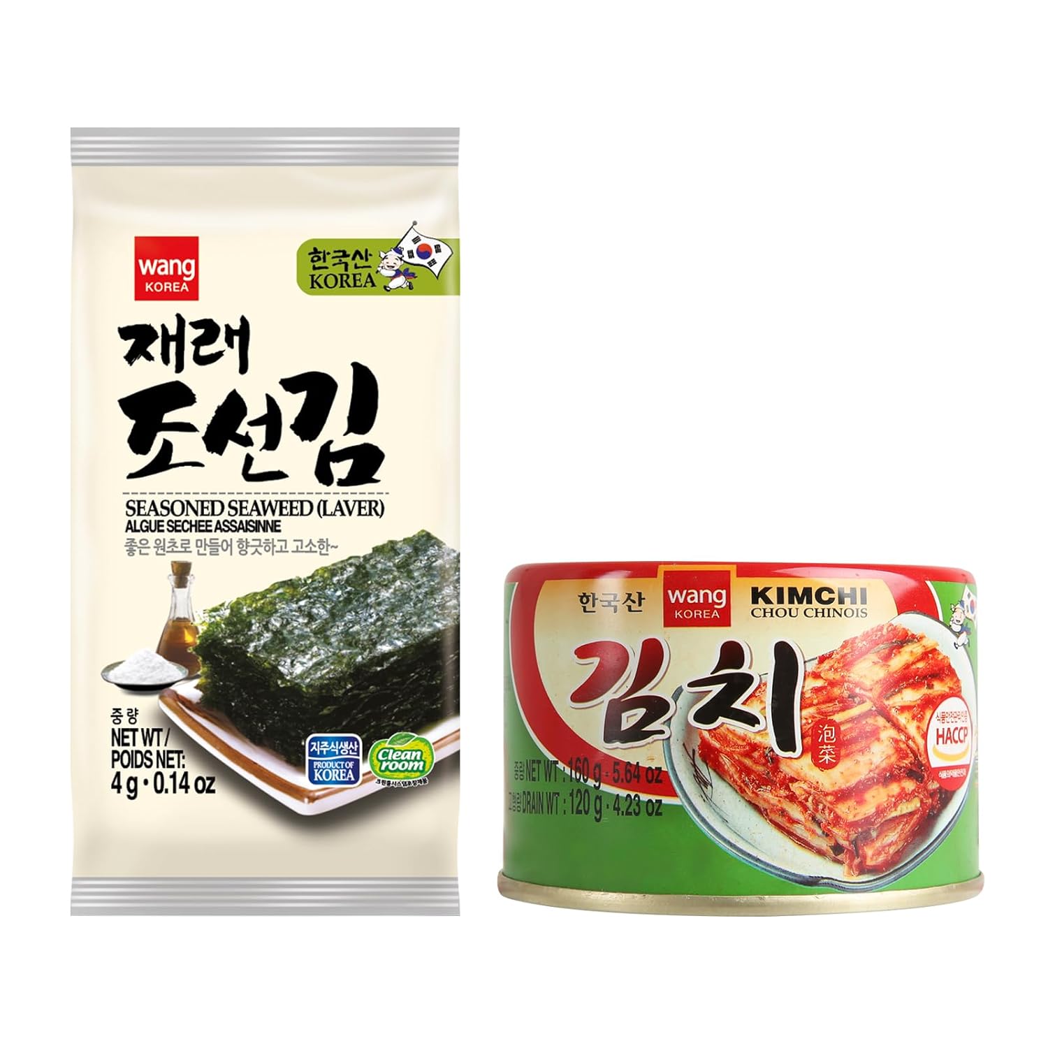 Wang Korean Roasted Seaweed Snack,Canned Kimchi