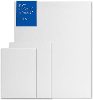 Small Canvas for Painting, 5.9"x7.8", 5"x7", 11"x13.7", Set of 3, Gesso Primed Acid-Free 100% Cotton, Blank White Painting Canvas Boards for Acrylic, Oil and Gouache Painting (3PCS)