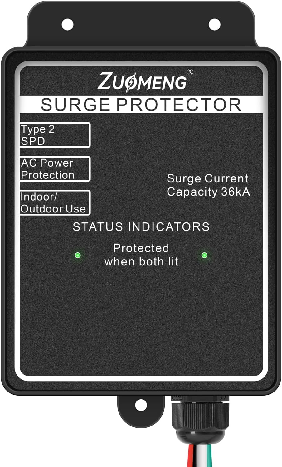 Whole House Surge Protector Rated for 36,000 Amps, IP66 Waterproof for Indoor/Outdoor Use, 120V/240V, Protects Your AC Power Supplies, Phones, Cables and More