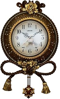 IMPORTED GIFT DEPOT Antique Brown Wall Clock with Rope and Tassel Frame and Crystal Accents