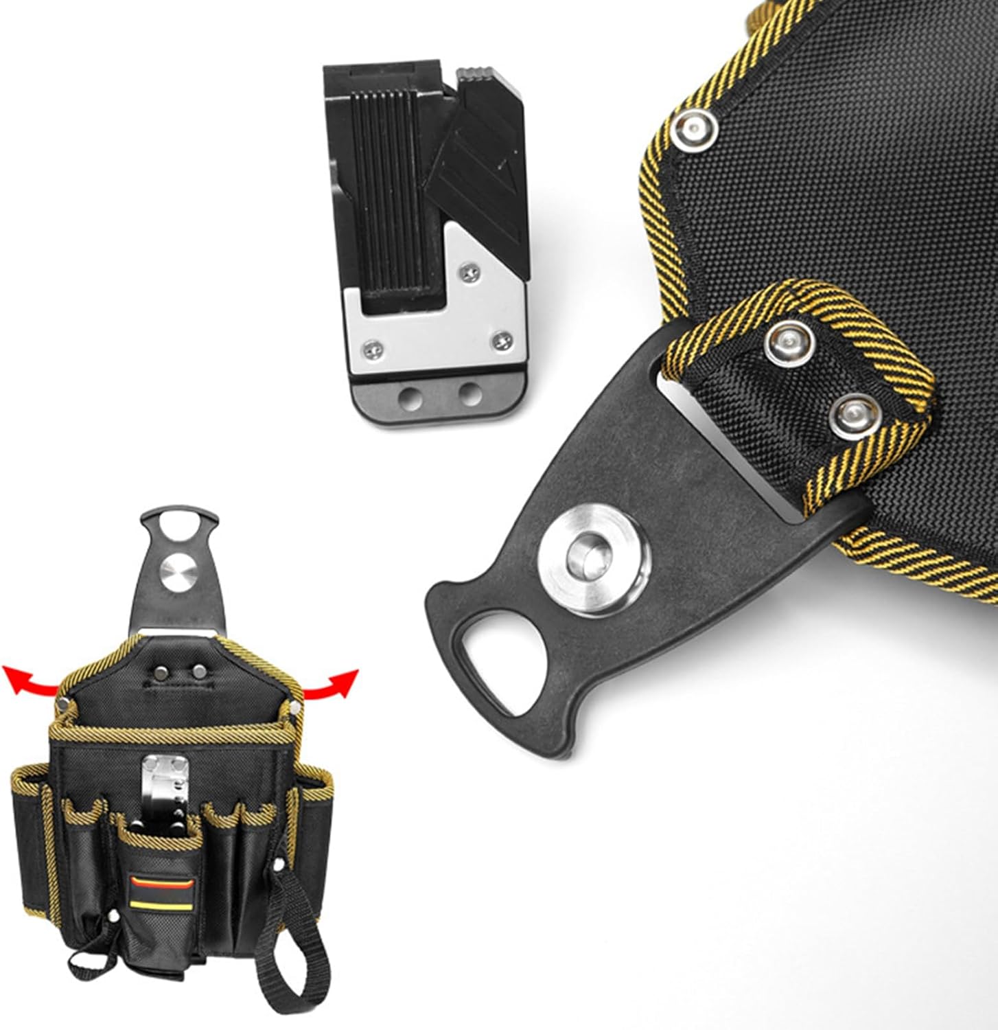 大工用ウエストツールポーチ | 技術者 電気工事士 マルチポケット 腰ポーチ,軽量作業用ユーティリティバッグ ベルトホルスター 大人