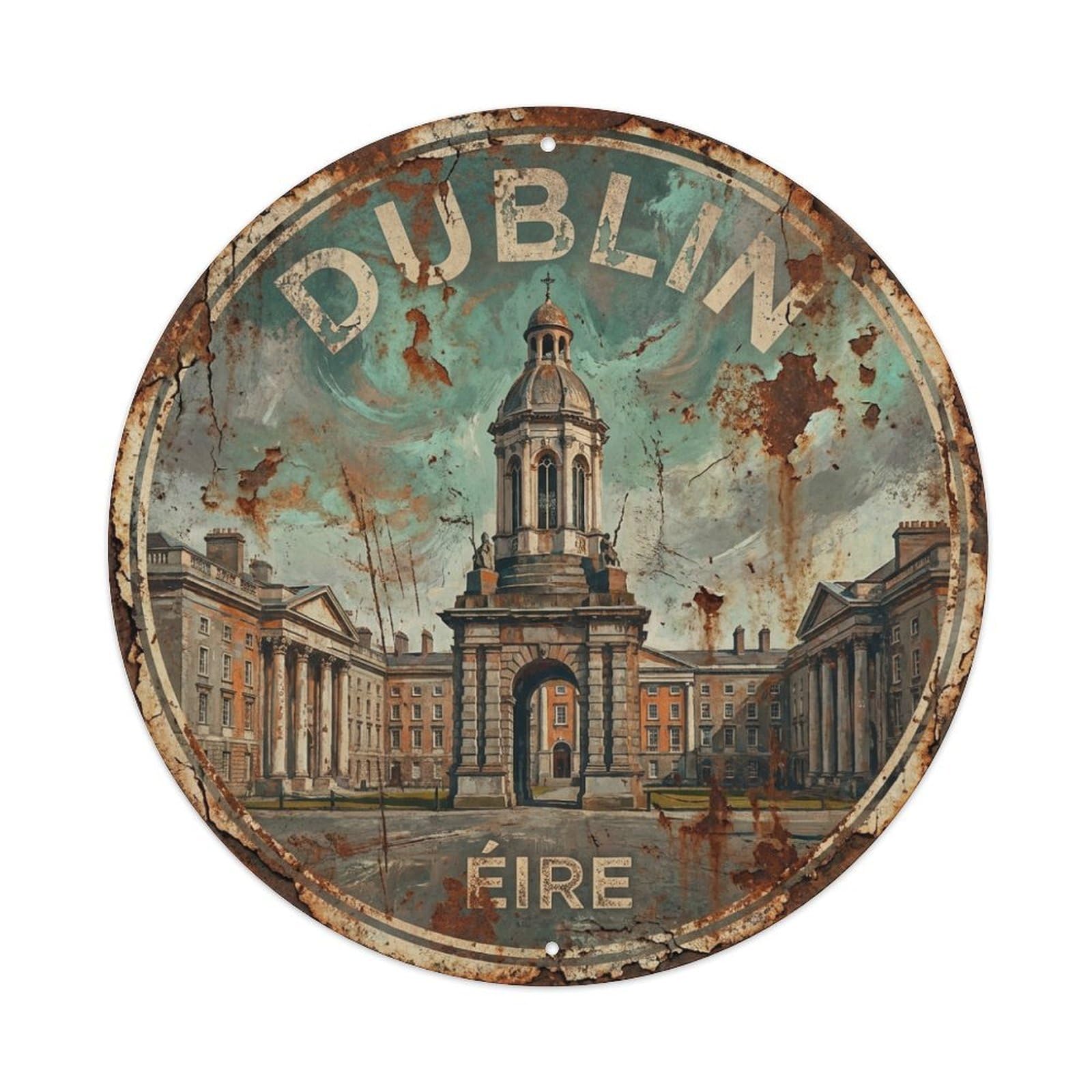 Metal Tin Sign Vintage Travel Ireland Dublin