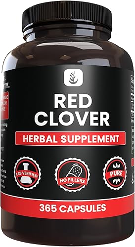 PURE ORIGINAL INGREDIENTS Trébol rojo (365 cápsulas) sin rellenos de magnesio o arroz, siempre puro, verificado por laboratorio