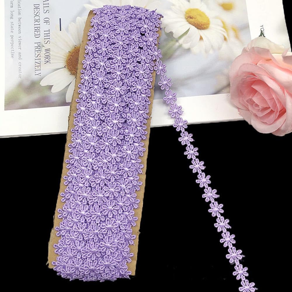 Decorazione Margherita Ricamata 15 Yards - Giallo/Bianco, Per Cucito Fai Da Te - Foto 8