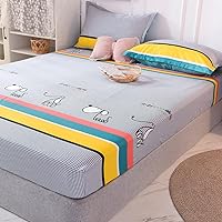 Vista 17 de Sábana de bolsillo profundo de algodón de dibujos animados impreso niños protector de colchón, sábanas antideslizantes para niños y niñas dormitorio