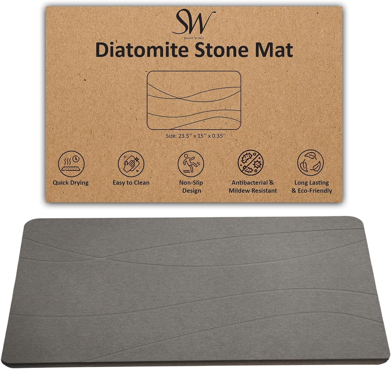 SW SAINT WINO Stone Bath Mat Quick Dry, Absorbent, Fast