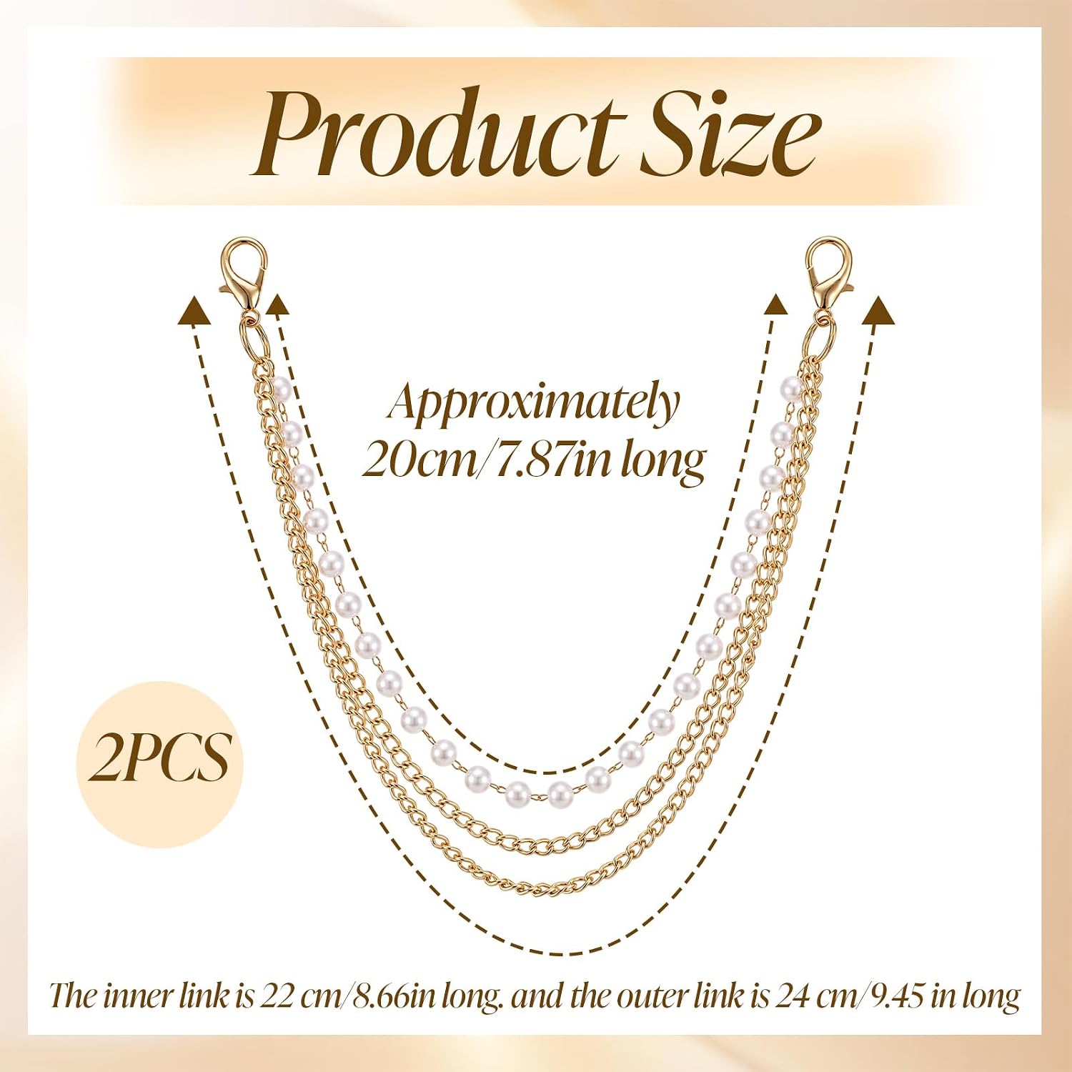 2Pcs Boot Chains Jewelry Gold Pearl Boot Charms for Cowgirl Boots