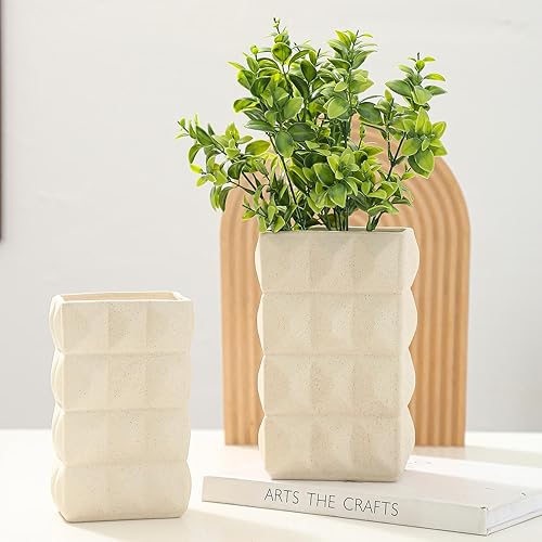 Porceluxe Jarrón de cerámica para decoración, juego de 2 jarrones modernos pesados hechos a mano, jarrón decorativo para flores, ideal para bodas, disponible en Yaxa Peru