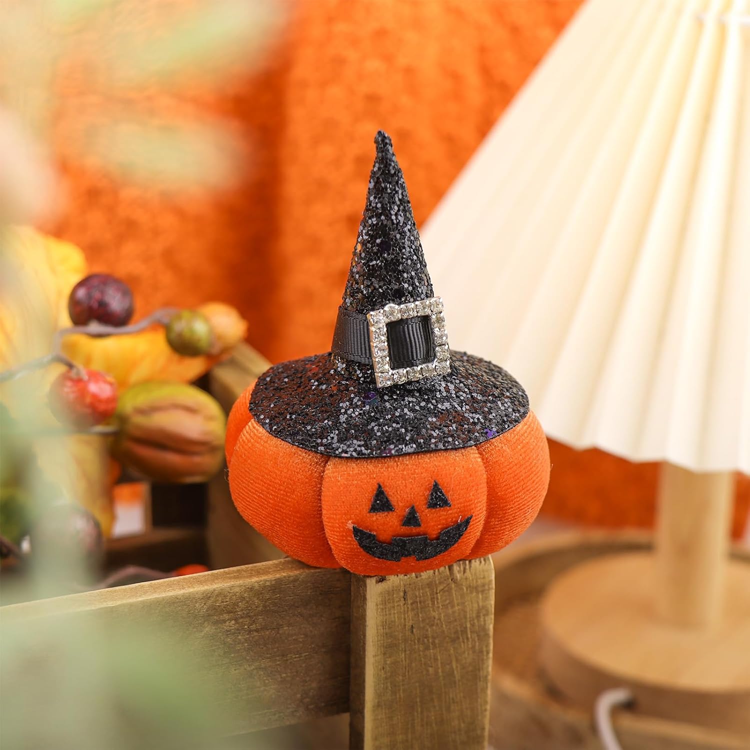 YanJie Halloween Hair Clips for Girls Pumpkin with Witch Hat Clip Halloween Hair Accessories Glitter Hairpin for Women Baby Girl Outfits - Image 6