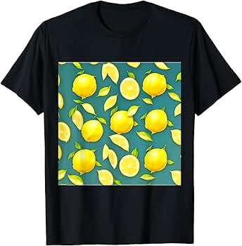 れもんページ Amazon | レモン柄テキスタイル Tシャツ | Tシャツ・カットソー 通販