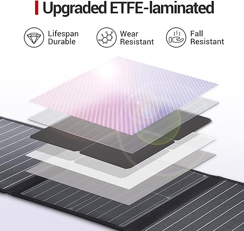 Miniatura 5 de ROCKPALS Panel solar plegable mejorado de 100 W con soporte soporte paralelo QC 30 y USB-C paneles solares portátiles para
