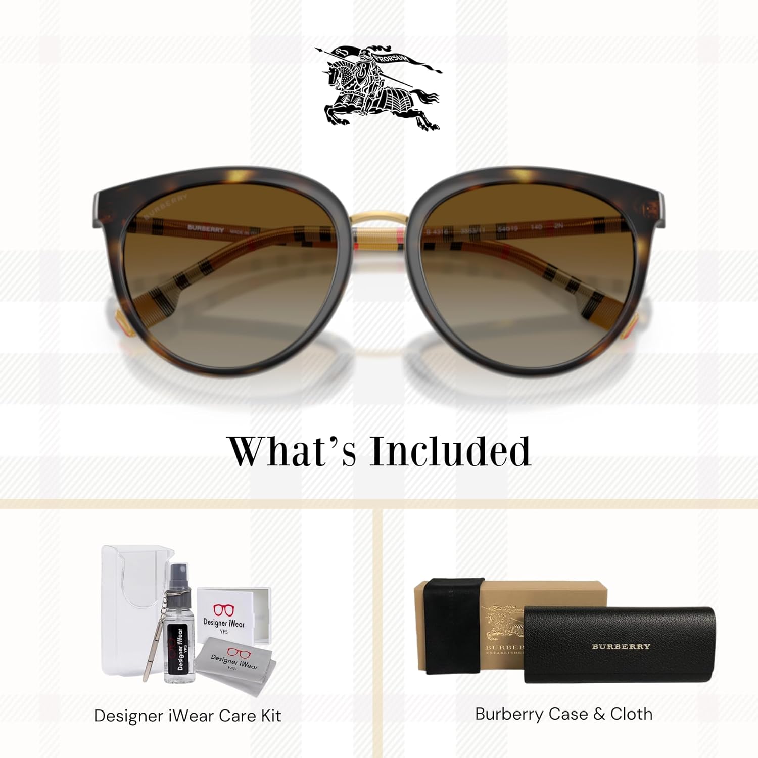 BURBERRY Willow BE4316 Gradient Round Sunglasses for Women +BUNDLE with ACCESSORY EYEWEAR KIT