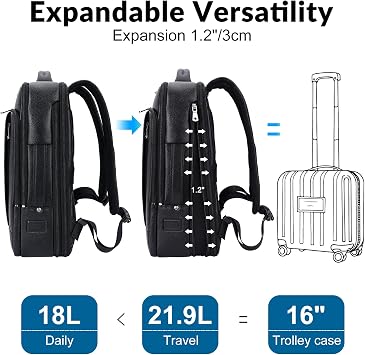 TIDING Men's Expandable Leather 15.6 Laptop Backpack for Commute Business