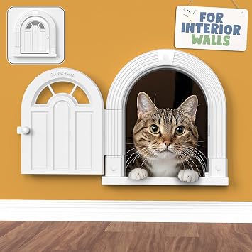Purrfect Portal Meow Manor Wall Large Cat Door for Wall Interior, Stylish & Functional Pet Door, No Training Needed Easy DIY Installation, No-Flap, Fits Cats Up to 20 Lbs