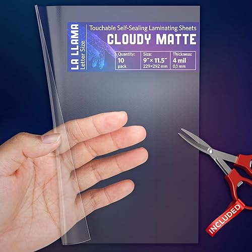 Hojas laminadoras autoadhesivas texturizadas, acabado deslumbrante con purpurina, 9 x 11.5 pulgadas, 4 mil de grosor, paquete de 10, para hojas de