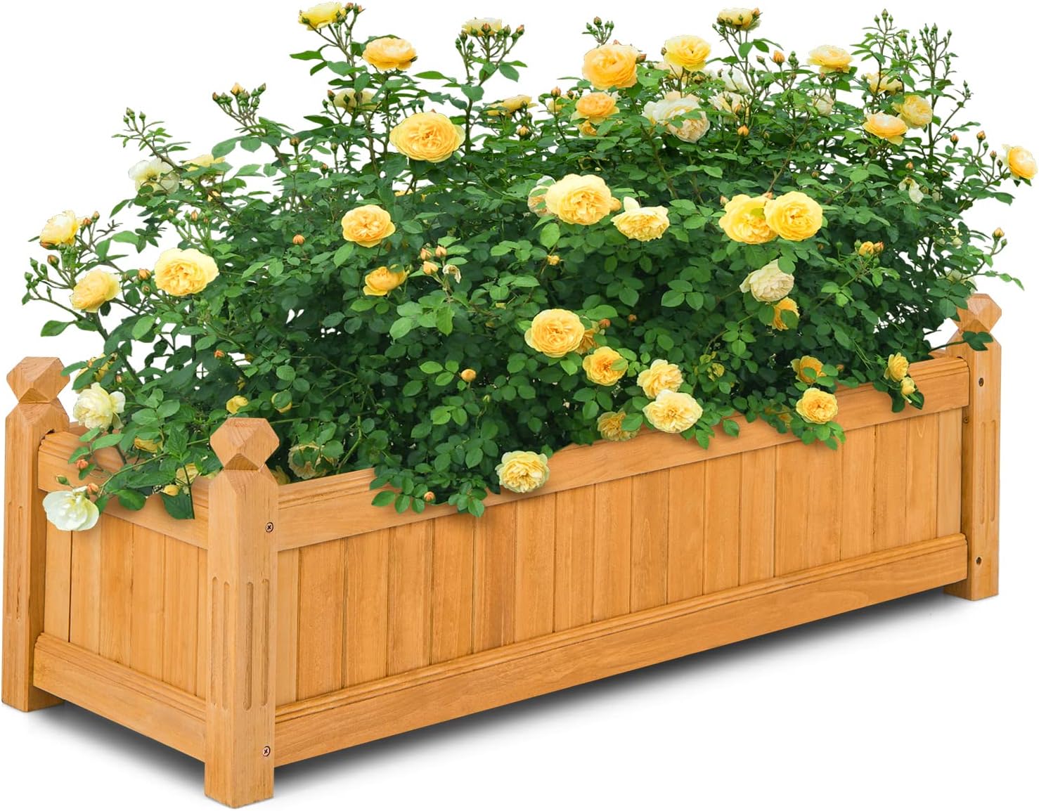 S AFSTAR Wooden Raised Garden Bed, Outdoor Rectangular