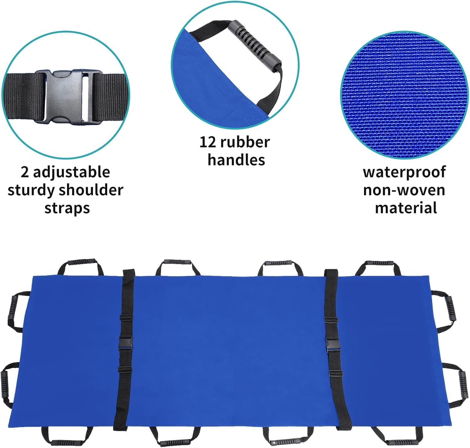 Tragbare Transporttrage mit 12 Gummigriffen und Tragetasche – Hundetrage und Trage, geduldiger Tiertransporter for die Notfallevakuierung von Verletzten, 400 Pfund Kapazität(Blue,2pack)
