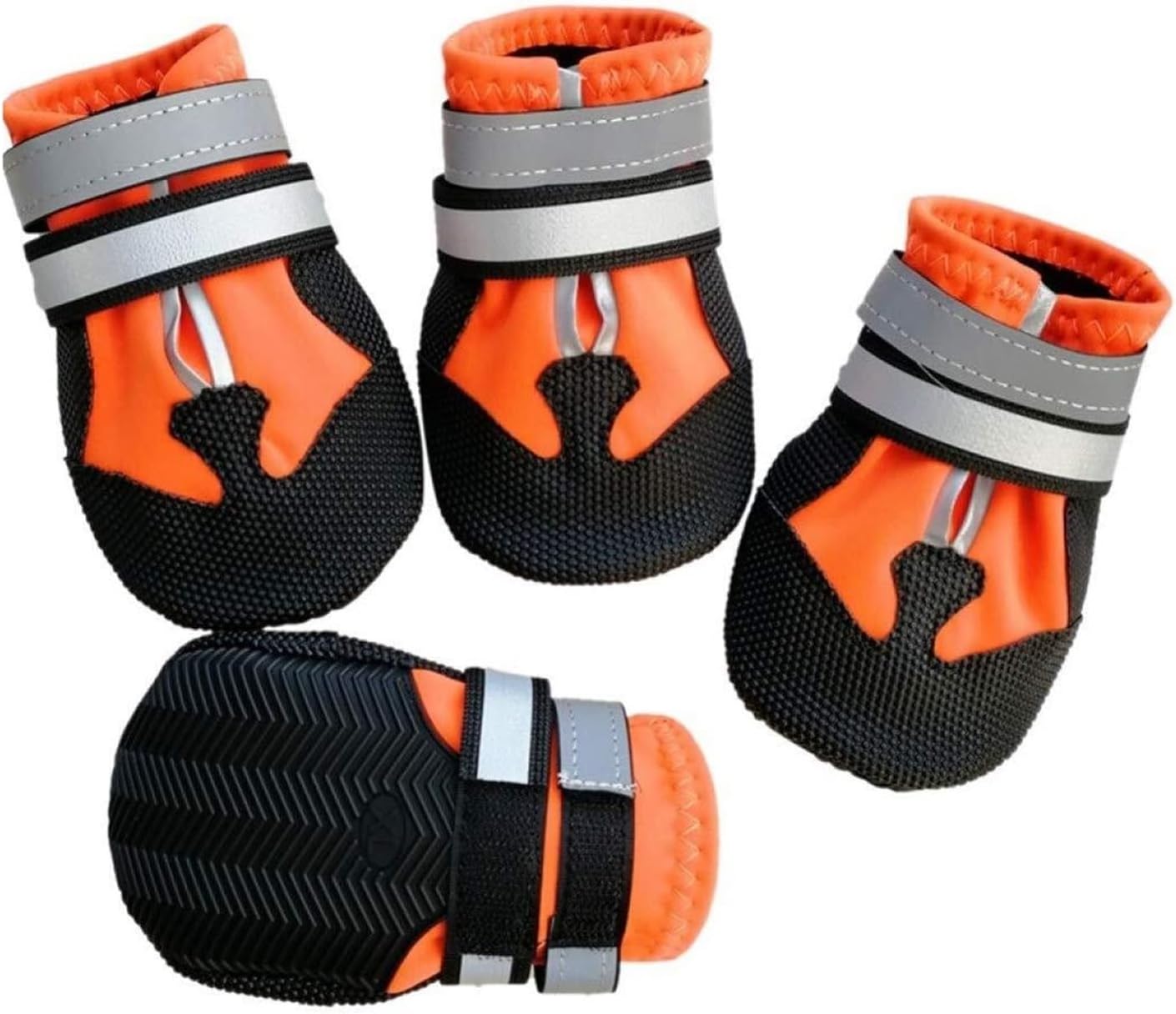 Breathable Mesh Dog Shoes with Reflective Straps, Anti-Slip Soles, Adjustable Paw Protectors for Indoor and Outdoor Use(Orange,S)