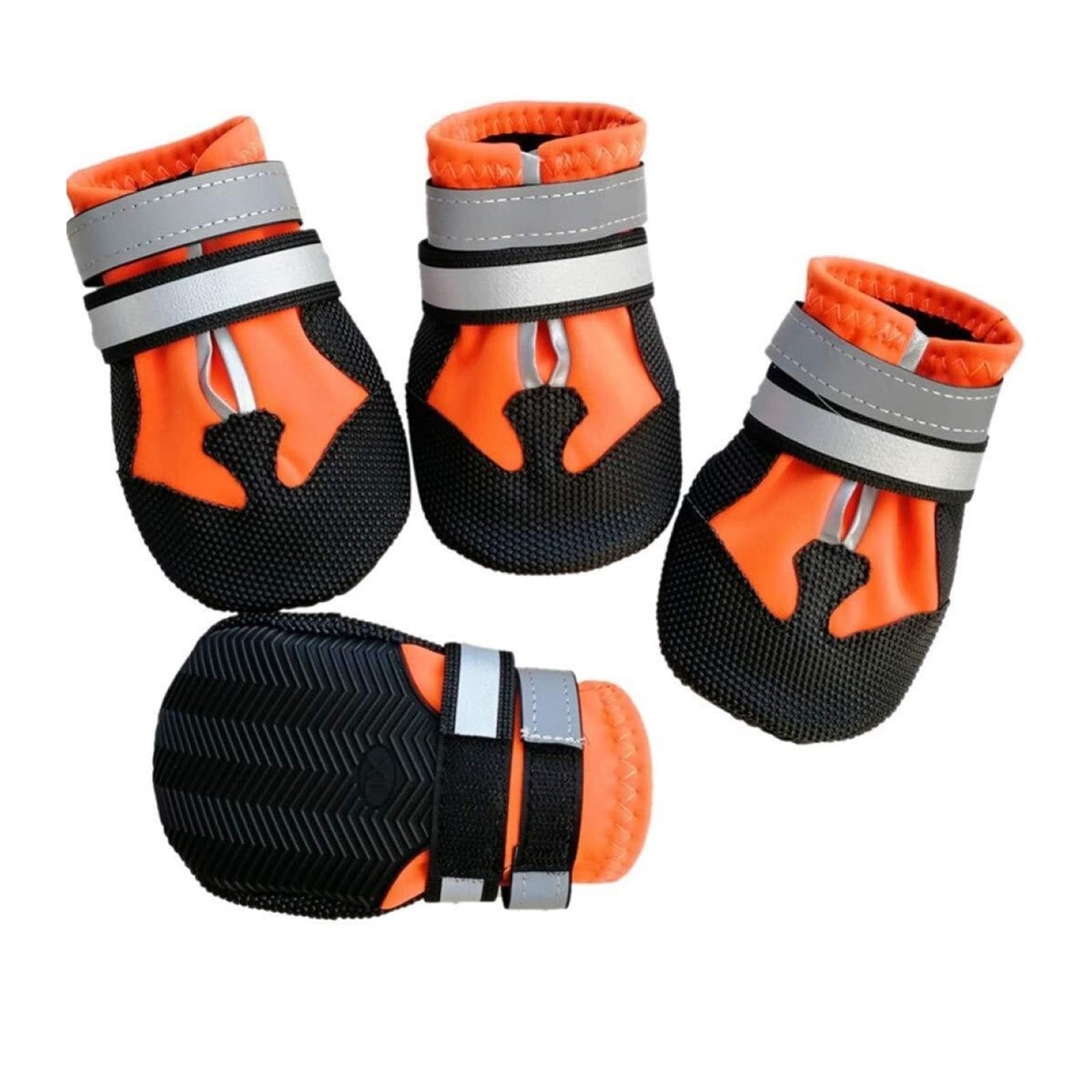 Chaussures pour chien en maille respirante avec sangles réfléchissantes, semelles antidérapantes, protections de pattes réglables pour une utilisation en intérieur et en extérieur (orange, taille M)