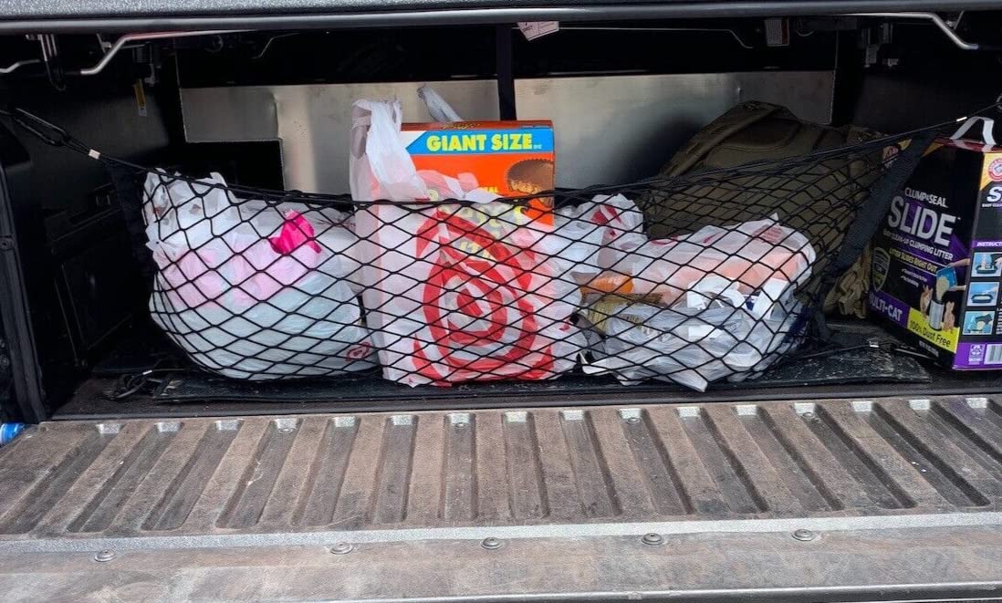 EACCESSORIES EA Trunk Bed Organizer Cargo Net for Ford Maverick 2022-2025 – Envelope Style Cargo Net for Pickup Truck – Premium Mesh Trunk Organizer