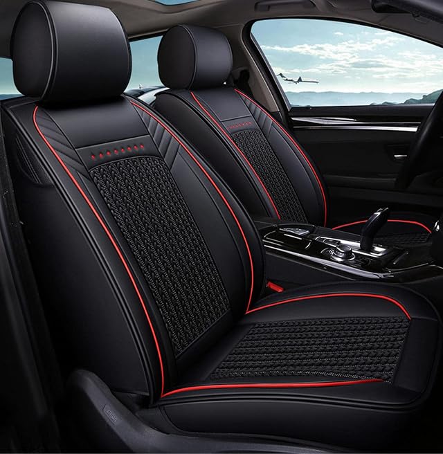 Leather Car Seat Covers Full Set Custom Front Rear Back Seat Cushions Protectors Surrounded Full Seat Cover Auto