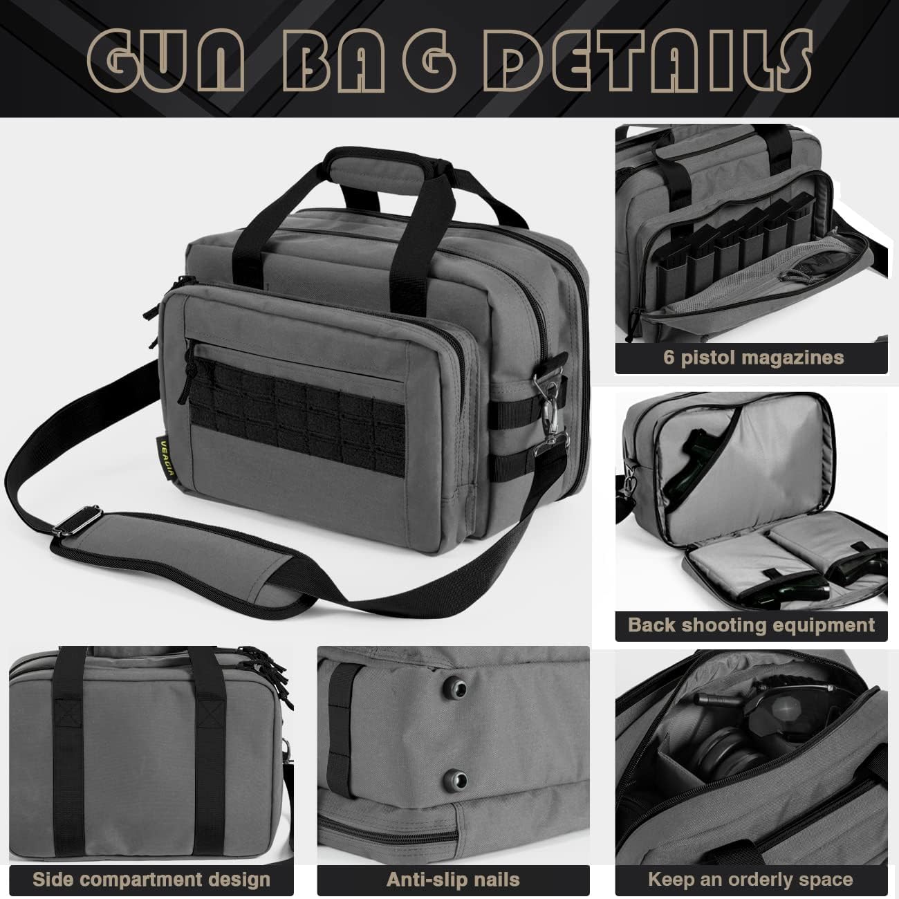 VEAGIA Range Bag Pistol Case Gun Range Bags For Handguns And Ammo Gun Case 3 Branch Pistol Soft Carrying Bags - Image 3