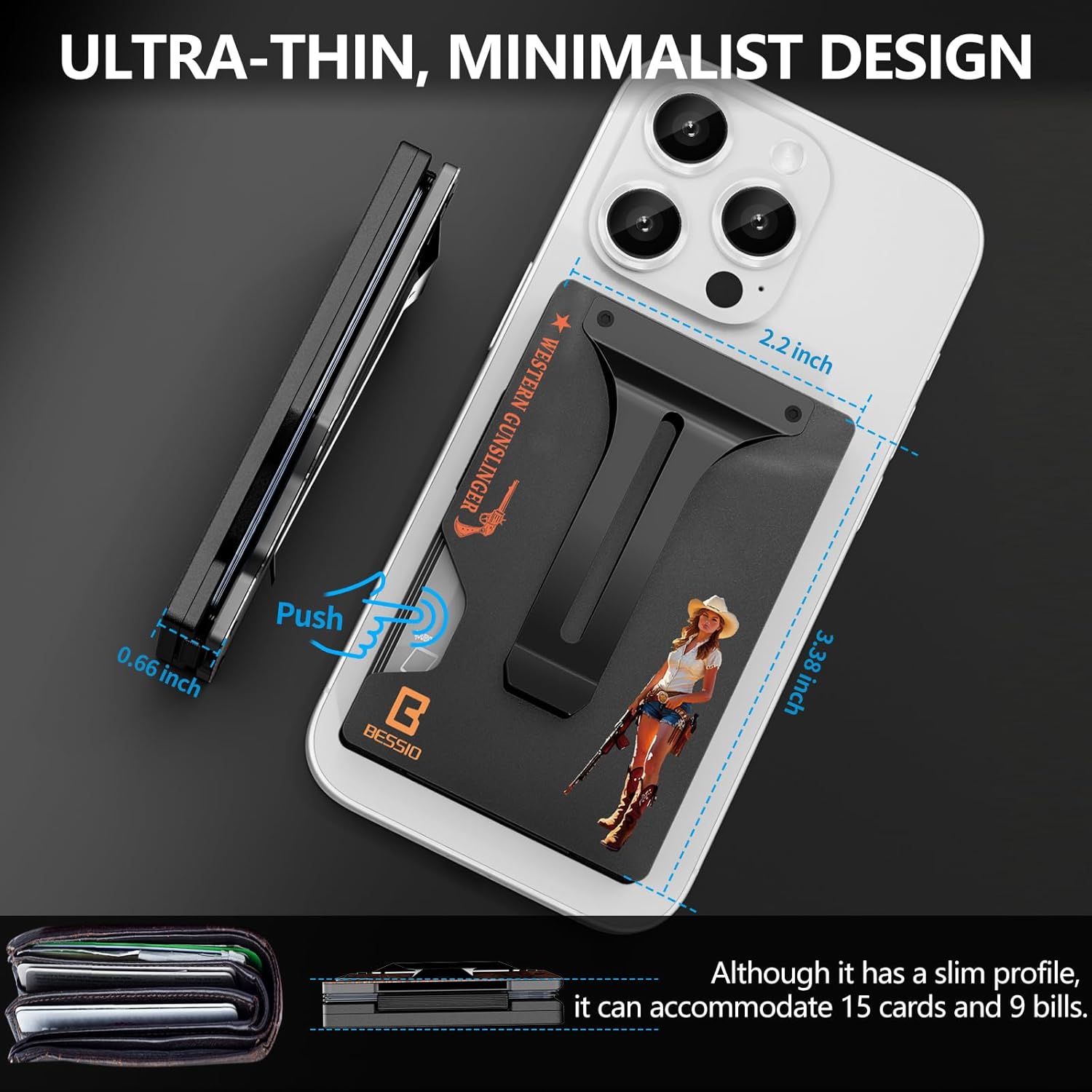 Magnetic Phone Wallet Compatible with Apple MagSafe - Metal Card Holder with AirTag Holder, RFID Blocking & Money Clip Mag Safe Wallet for iPhone 17 16 15 14 13 12 Pro Max/Pro/Plus/Mini - Image 5