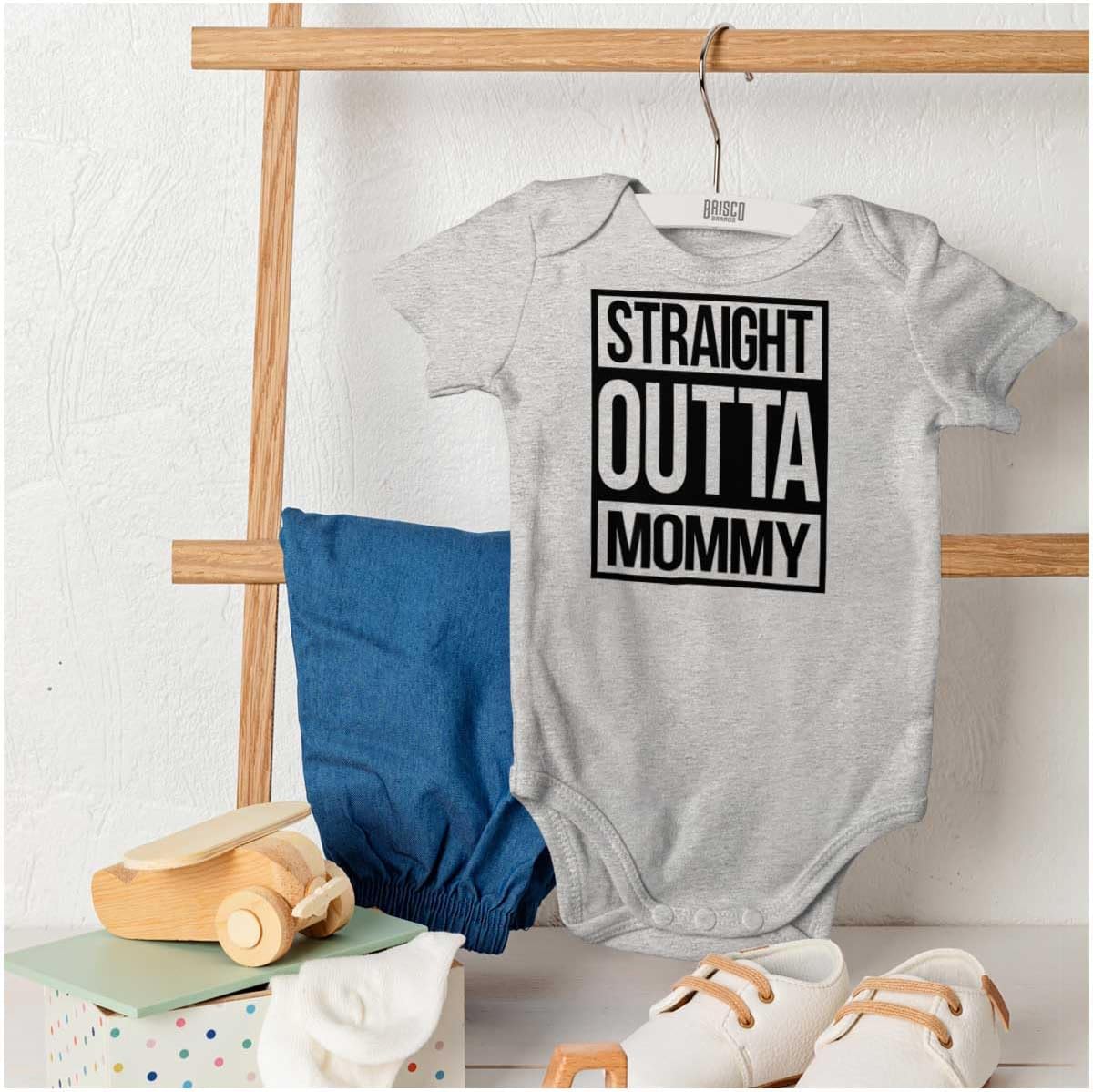 Brisco Brands Straight Outta Mommy Hip Hop Baby Romper Boys or Girls