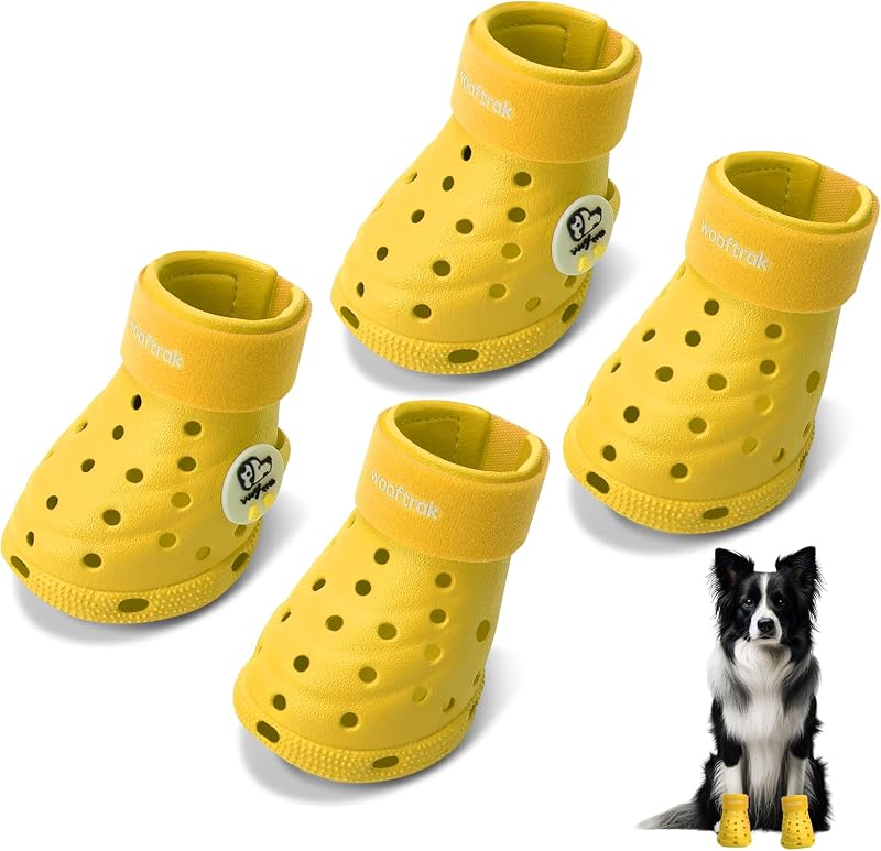 Botas para Cães Wooftrak em Borracha Impermeável com Solado EVA Antiderrapante Amarela Tamanho L