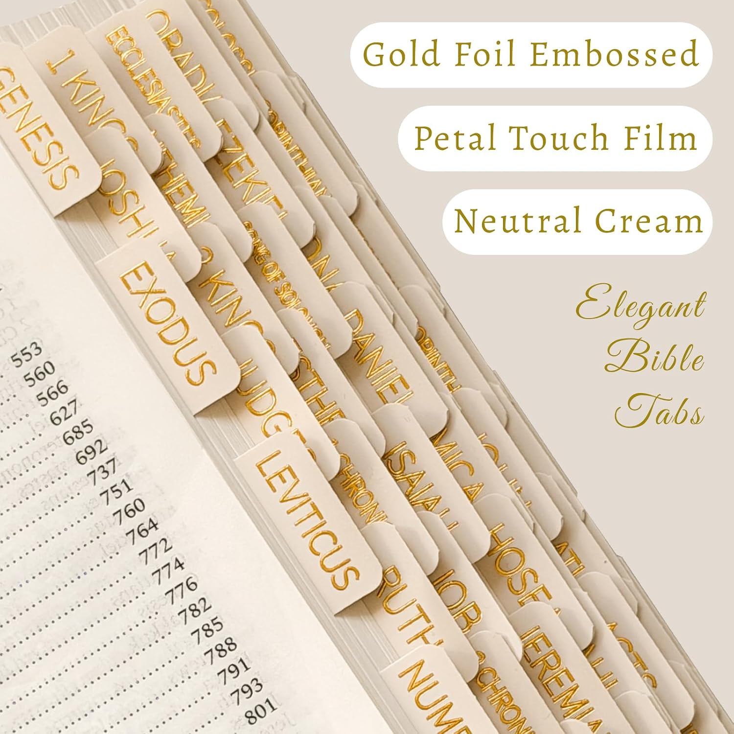 Bible Tabs Neutral Cream, Laminated Bible Tab with Label Women & Men, Christian Gifts, Large Print Bible Tabs for Easy Navigation, Bible Book Index Tabs Labels, Bible Study Supplies image 2