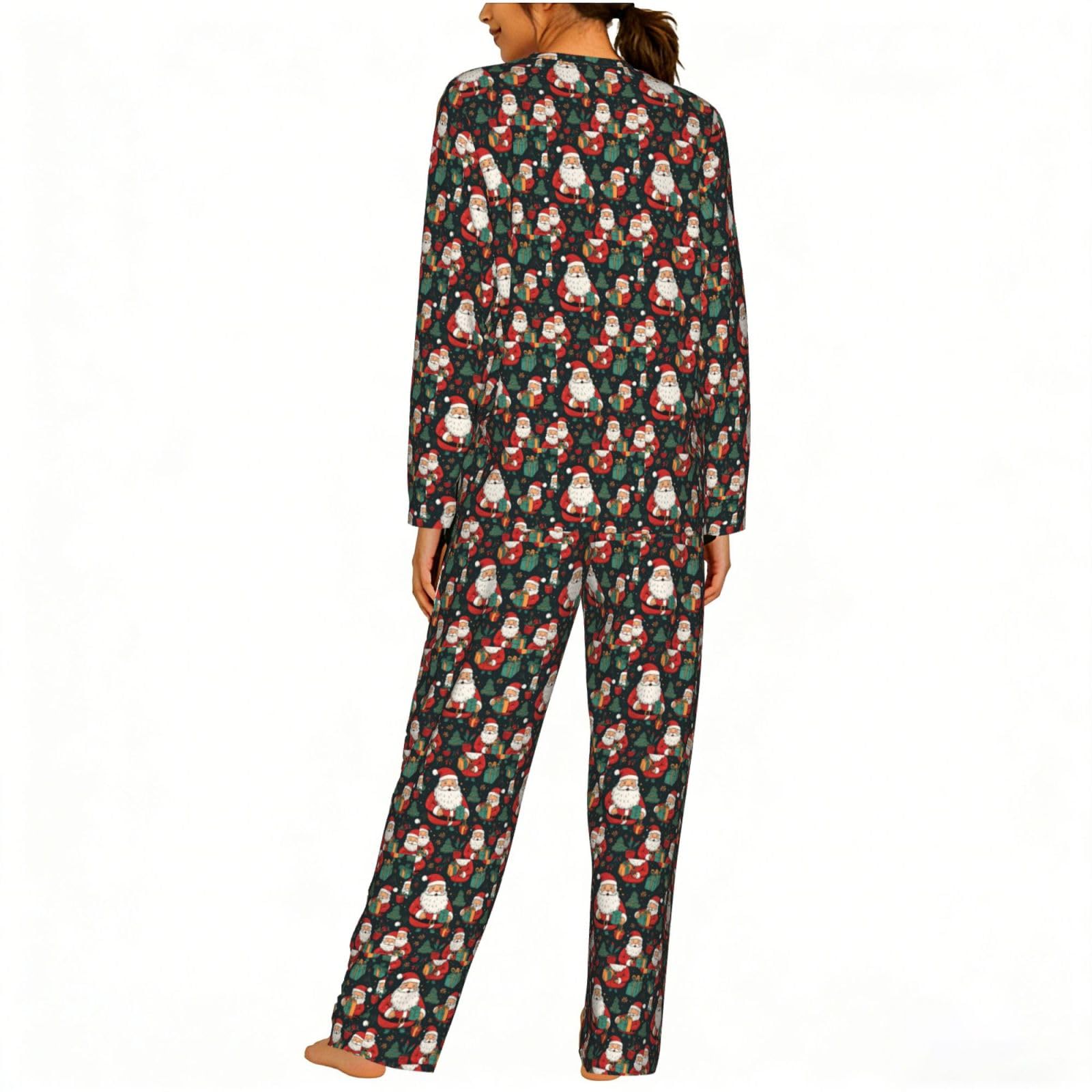 Pigiama da donna a maniche lunghe con stampa Merry Christmas Comodi abbigliamento da notte