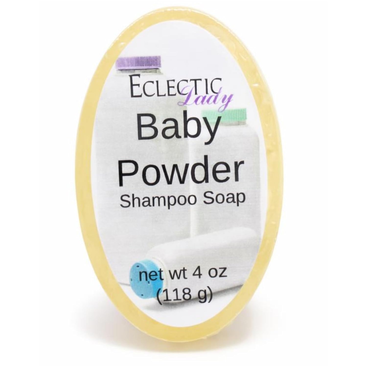 Eclectic Lady Baby Powder Shampoo Soap Bar with Pure Argan Oil, Silk Protein, Honey Protein and Extracts of Calendula Flower, Aloe, Carrageenan, Sunflower - 4 oz Bar