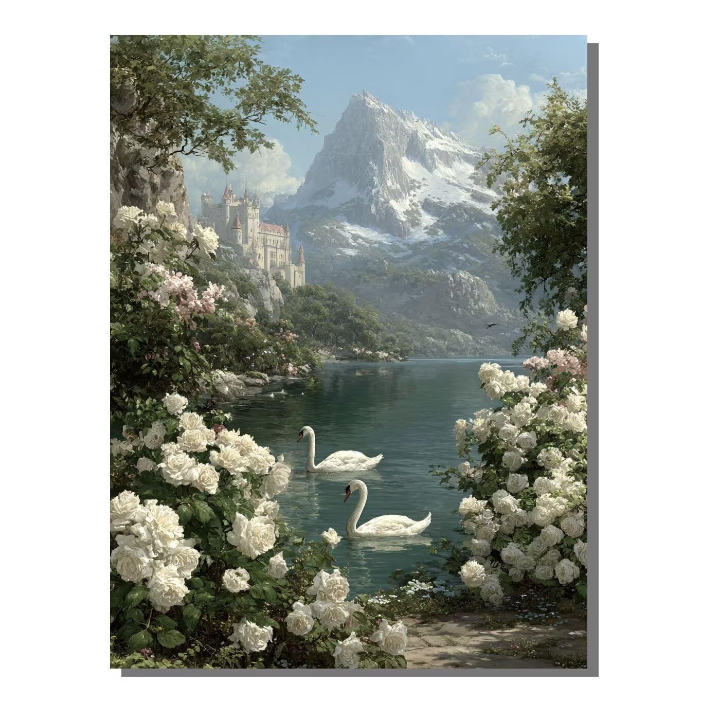 Natürliche Landschaft Blume Malen Nach Zahlen Erwachsene, Paint by Numbers Adult Set, Heimwerk Malen Nach Zahlen Kinder Mit Rahmen, Pinsel und 36 Acrylfarbe Als für Deko Wohnzimmer 60 x 80 cm BJHDK9