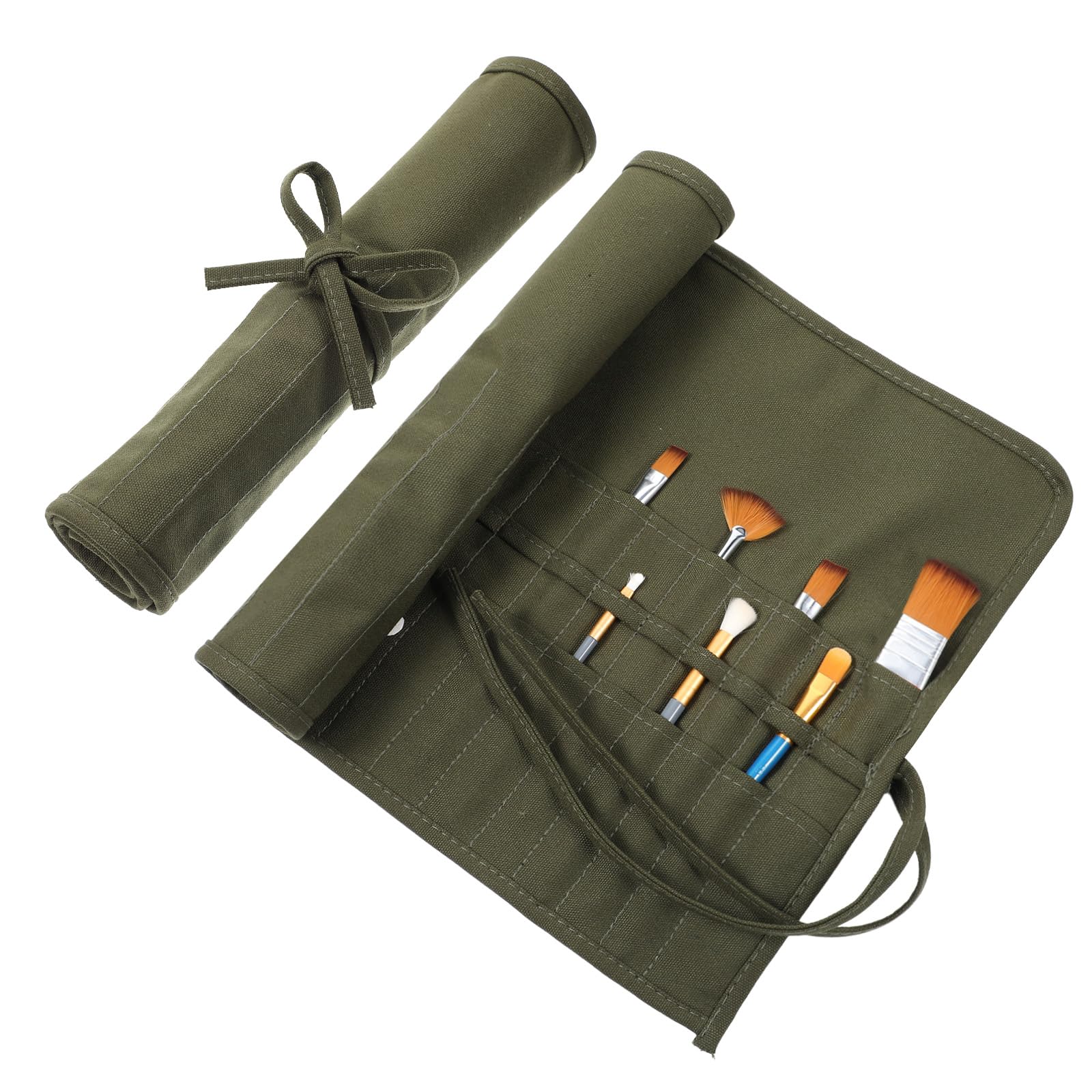 Xelsluthe Pinselhalter, 30 Steckplätze Stifterolle Leinwand Pinsel Organizer Halter, Künstler Malpinsel Aufbewahrung Etui Roll Pinseltasche Leinwand 