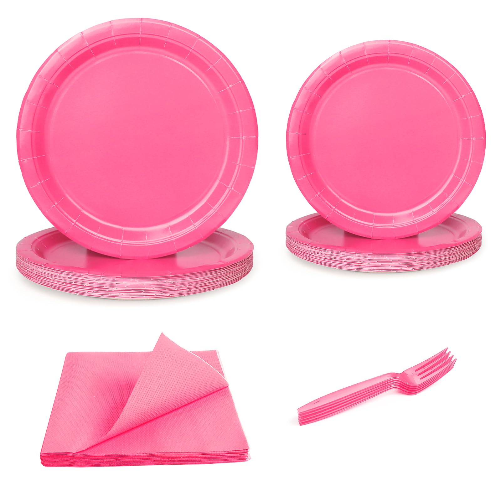 UVTQSSP 96 Pcs Party Plates, Hot Red Paper Plates and Napkins, Disposable Tableware Set, Party Supplies for Kids Birthday Baby Shower Wedding Picnic,